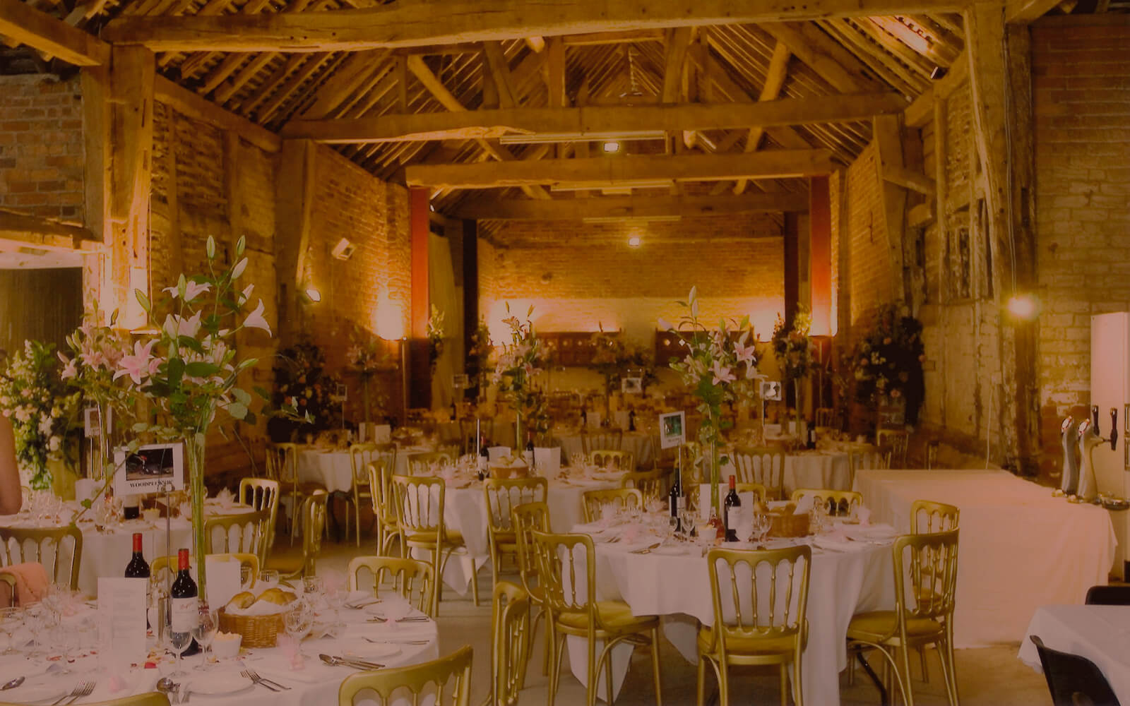 Wedding breakfast setting in an old barn